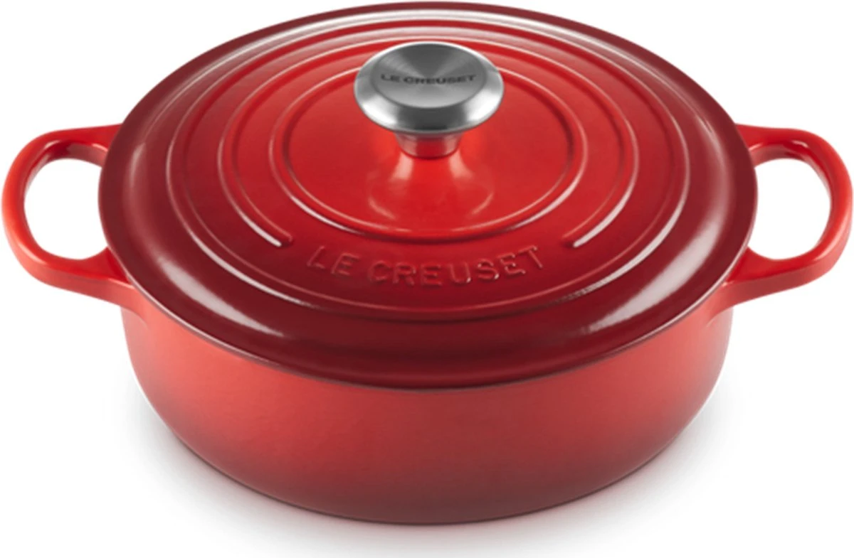Le Creuset - Gietijzeren - Lage Braadpan - 24cm - Kersenrood Le Creuset - Gietijzeren - Lage Braadpan - 24cm - Kersenrood -Keuken Pot 1200x785 1