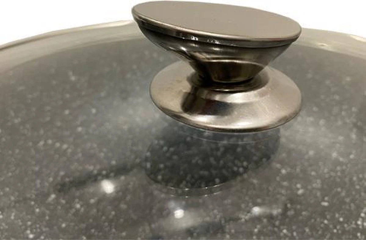 Kookkunst Holland braadpan met glazen deksel marmeren coating - inductie - Ø 20 cm Kookkunst Holland Braadpan Met Glazen Deksel Marmeren Coating - Inductie - Ø 20 Cm -Keuken Pot