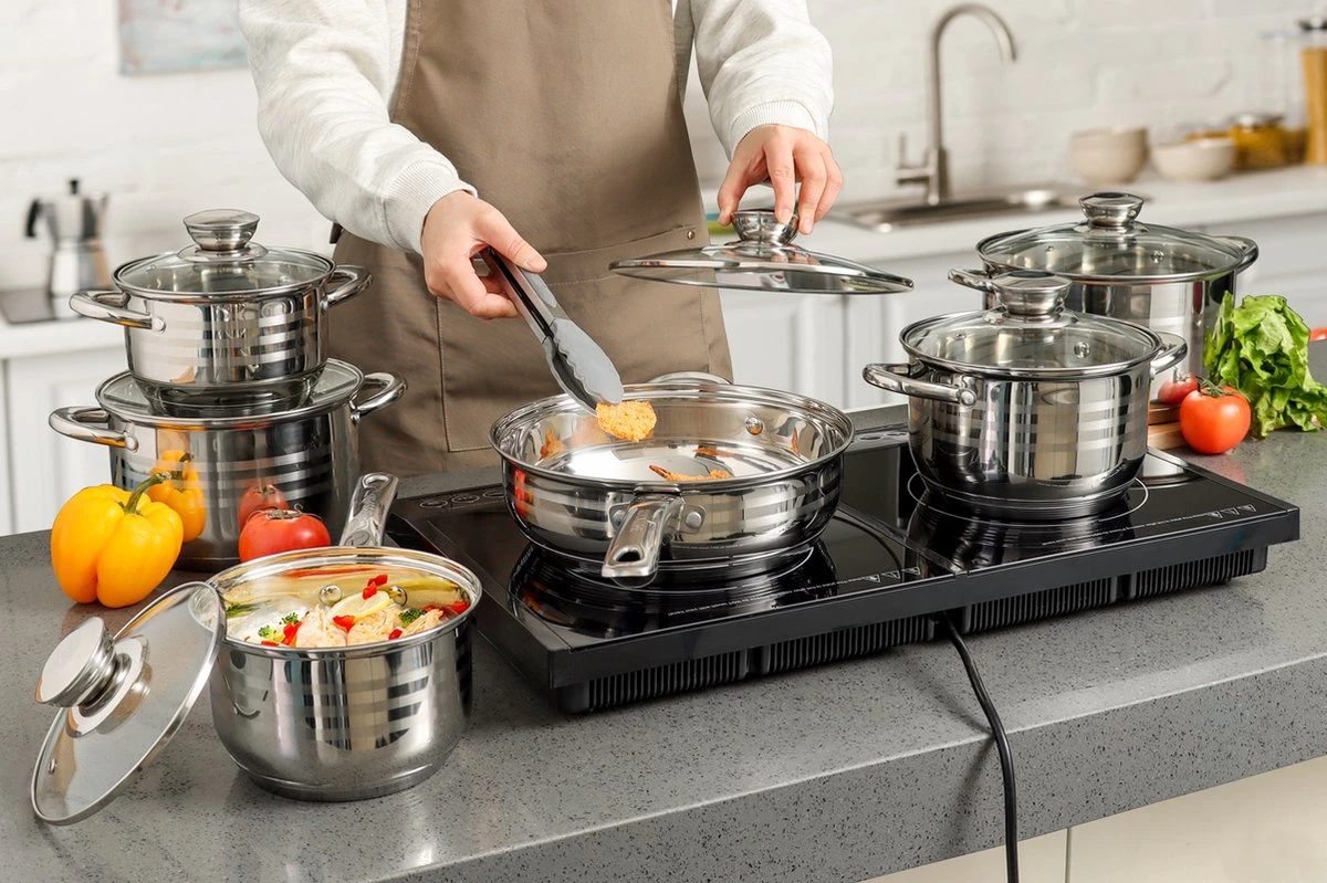 Swiss Pro + Pannenset - 12 delig - RVS - Roestvrijstalen Kookgerei 18/10 Swiss Pro + Pannenset - 12 Delig - RVS - Roestvrijstalen Kookgerei 18/10 -Keuken Pot 1200x799 2