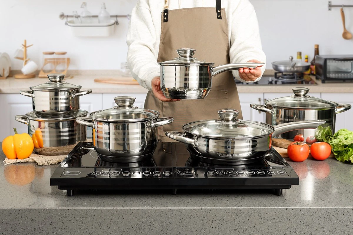 Swiss Pro + Pannenset - 12 delig - RVS - Roestvrijstalen Kookgerei 18/10 Swiss Pro + Pannenset - 12 Delig - RVS - Roestvrijstalen Kookgerei 18/10 -Keuken Pot 1200x799 4