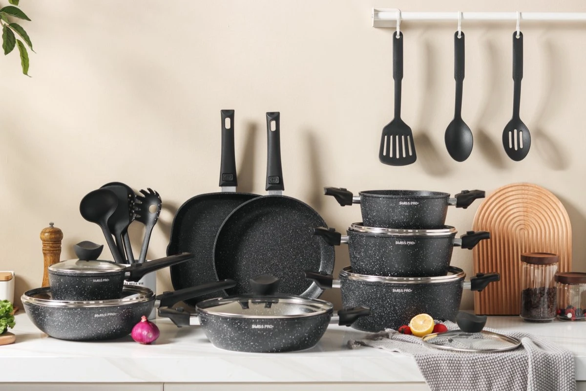 Royal Swiss® - 33-delige Pannenset inductie - Pannensets - Afneembare handgreep - Glazen deksel - Geschikt voor oven - PFAS-vrij Royal Swiss® - 33-delige Pannenset Inductie - Pannensets - Afneembare Handgreep - Glazen Deksel - Geschikt Voor Oven - PFAS-vrij -Keuken Pot 1200x800 43