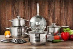 Swiss - Pannenset Inductie 12-delig - Glazen Deksel - RVS Pan / Steelpan / Koekenpan - PFAS-vrij 4 Swiss - Pannenset Inductie 12-delig - Glazen Deksel - RVS Pan / Steelpan / Koekenpan - PFAS-vrij -Keuken Pot 1200x805 1