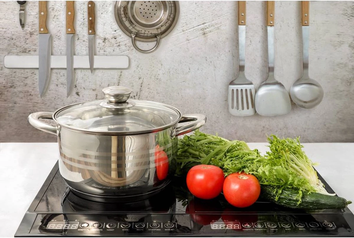 Swiss - Pannenset inductie 12-delig - Glazen Deksel - RVS Pan / Steelpan / Koekenpan - PFAS-vrij Swiss - Pannenset Inductie 12-delig - Glazen Deksel - RVS Pan / Steelpan / Koekenpan - PFAS-vrij -Keuken Pot