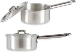 Steelpan/sauspan/juspan Zilverkleurig 26 X 14 X 8 Cm Van 0.6 Liter Aluminium - Met Handige Deksel - Kookpannen -Keuken Pot 1200x826 10