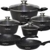 Cheffinger Pannenset - 10 Delig - Marmeren Coating - Inductie - Met Glazen Deksels - Zwart -Keuken Pot 1200x836 2