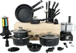 Swiss Pro+ - SWP41D22 - Pannenset 41 Delig - Foodprocessor - Messenblok 8 Delig - Kookgerei Set Met Houder 7 Delig - Starters Pakket - 2022 Serie - Limited Edition -uitzet -Keuken Pot 1200x839 5