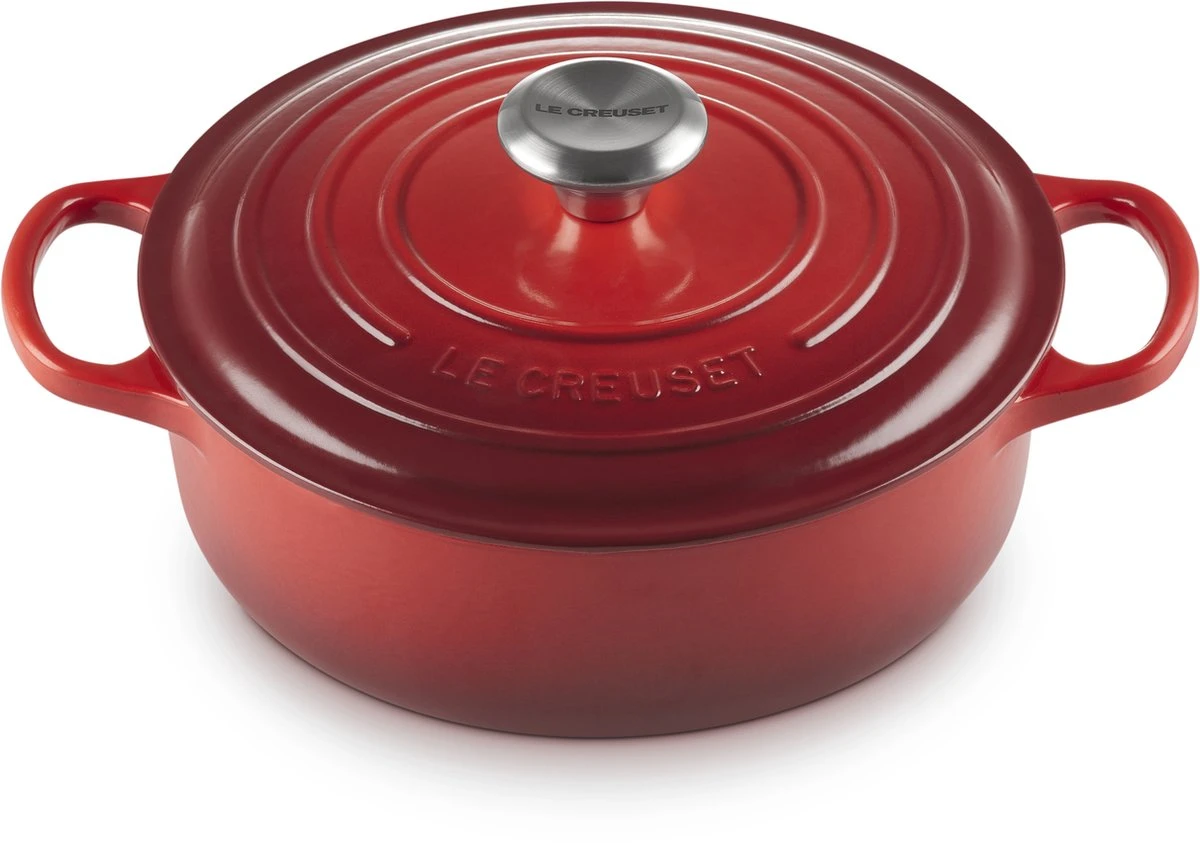 Le Creuset - Gietijzeren - Lage Braadpan - 24cm - Kersenrood Le Creuset - Gietijzeren - Lage Braadpan - 24cm - Kersenrood -Keuken Pot