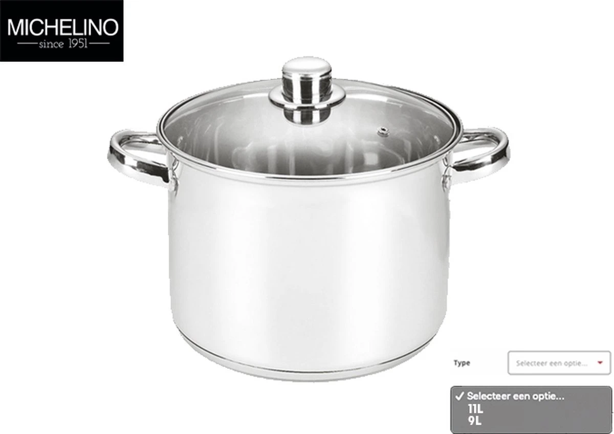 Michelino RVS Soeppan - 10 Liter - Vaatwasserbestendigd - Zilver Michelino RVS Soeppan - 10 Liter - Vaatwasserbestendigd - Zilver -Keuken Pot 1200x848 7