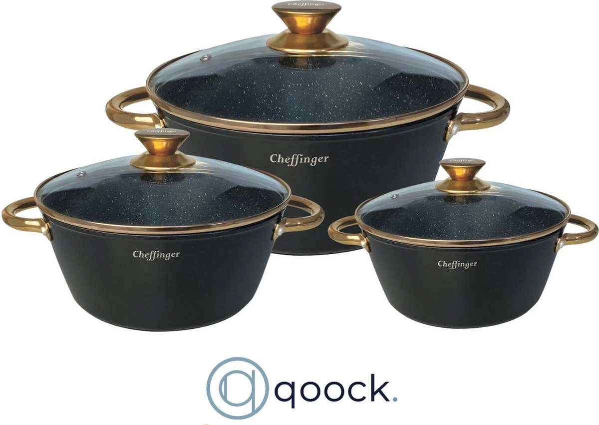Cheffinger Luxe Braadpannen set - Rose Gold Line - 6 Delig - Inclusief Deksel - Inductie - 20, 24 & 28CM Cheffinger Luxe Braadpannen Set - Rose Gold Line - 6 Delig - Inclusief Deksel - Inductie - 20, 24 & 28CM -Keuken Pot 1200x851 3