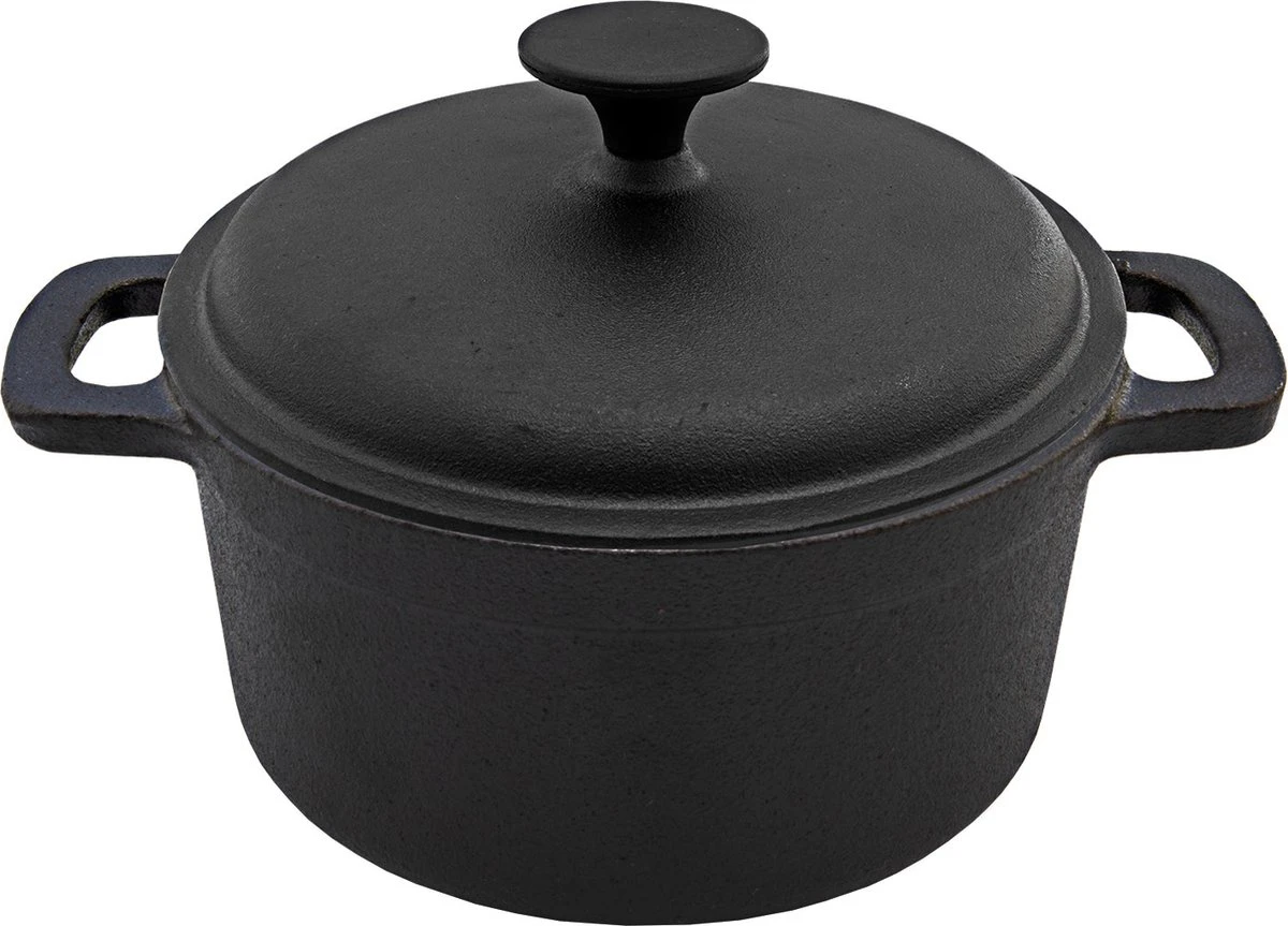 Cast Iron - Braadpan - Gietijzer - Met deksel - Ø20x9cm - Zwart Cast Iron - Braadpan - Gietijzer - Met Deksel - Ø20x9cm - Zwart -Keuken Pot 1200x863 2