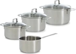 BK Bistro Pannenset - 4-delig - RVS - Glazen Deksel - Inductie -Keuken Pot 1200x863