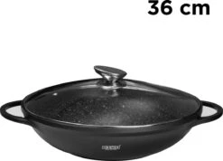 BIKO - Wokpan Ø 36 Cm - Marmeren Coating - Glazen Deksel - Wadjan - Zwart -Keuken Pot 1200x866 1