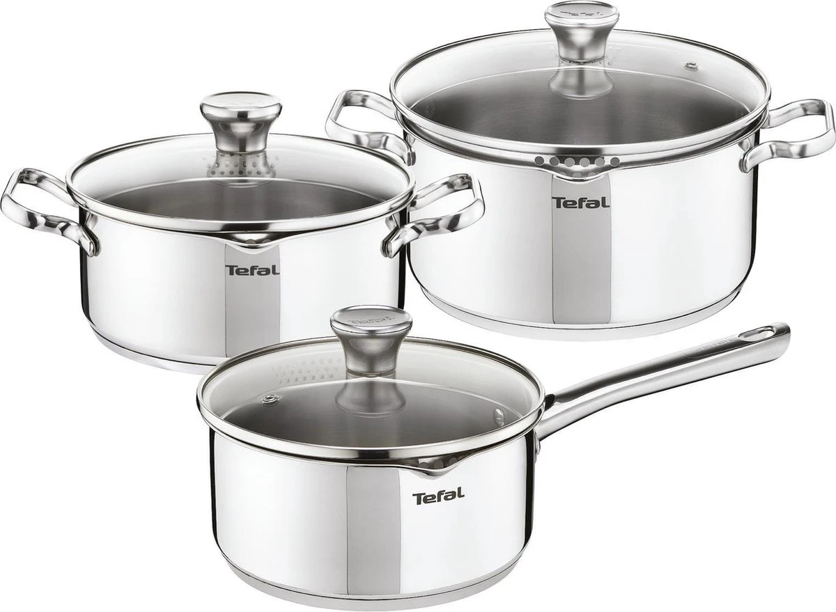 Tefal Duetto 3-delige kookset - Steelpan Ø 16 cm, kookpan Ø 20/24 cm Tefal Duetto 3-delige Kookset - Steelpan Ø 16 Cm, Kookpan Ø 20/24 Cm -Keuken Pot