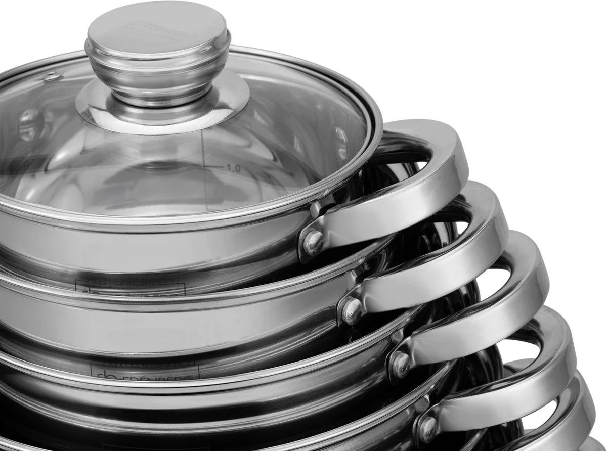 Edënbërg Classic Line - RVS Luxe Pannenset 12 delig - Voorzien Van 9-Laags Bodem! Edënbërg Classic Line - RVS Luxe Pannenset 12 Delig - Voorzien Van 9-Laags Bodem! -Keuken Pot