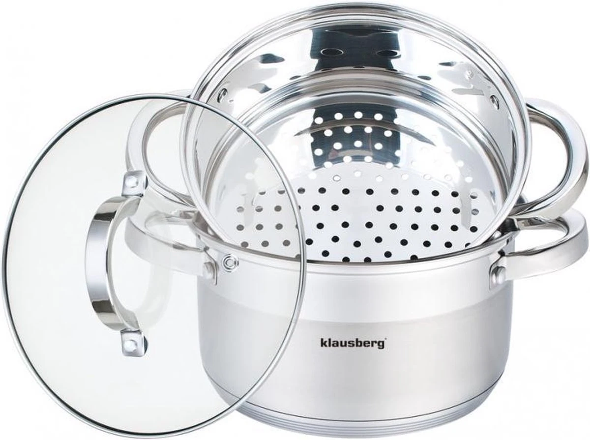 Klausberg 7135 - stoompan - 3 delig - 18cm - rvs - alle warmtebronnen Klausberg 7135 - Stoompan - 3 Delig - 18cm - Rvs - Alle Warmtebronnen -Keuken Pot 1200x895 8
