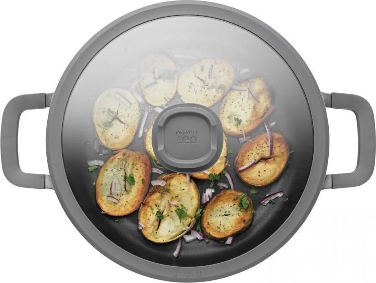 BergHOFF Leo Hapjespan stone - 28 cm - met glazen deksel BergHOFF Leo Hapjespan Stone - 28 Cm - Met Glazen Deksel -Keuken Pot 1200x904 4