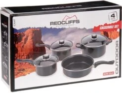 Redcliffs 4-delige Pannenset - Met 3 Glazen Deksels - Anti-Aanbaklaag - Camping/ Kamperen - Steelpannen, Hapjespan, Kookpan -Keuken Pot 1200x918 12