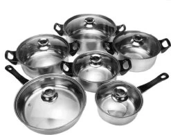 KitchenPrince 12-Delige Pannenset RVS - Pottenset - Kookpannen - Koekenpan - Steelpan - Bakpan - PFAS-Vrij - Pannenset - Pannenset Inductie - Antiaanbaklaag - Koekenpannenset -Keuken Pot 1200x946 4