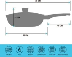 Marble Coating Wokpan Inductie - Met Glazen Deksel - Zwart - 30 Cm 6 Marble Coating Wokpan Inductie - Met Glazen Deksel - Zwart - 30 Cm -Keuken Pot 1200x952 5