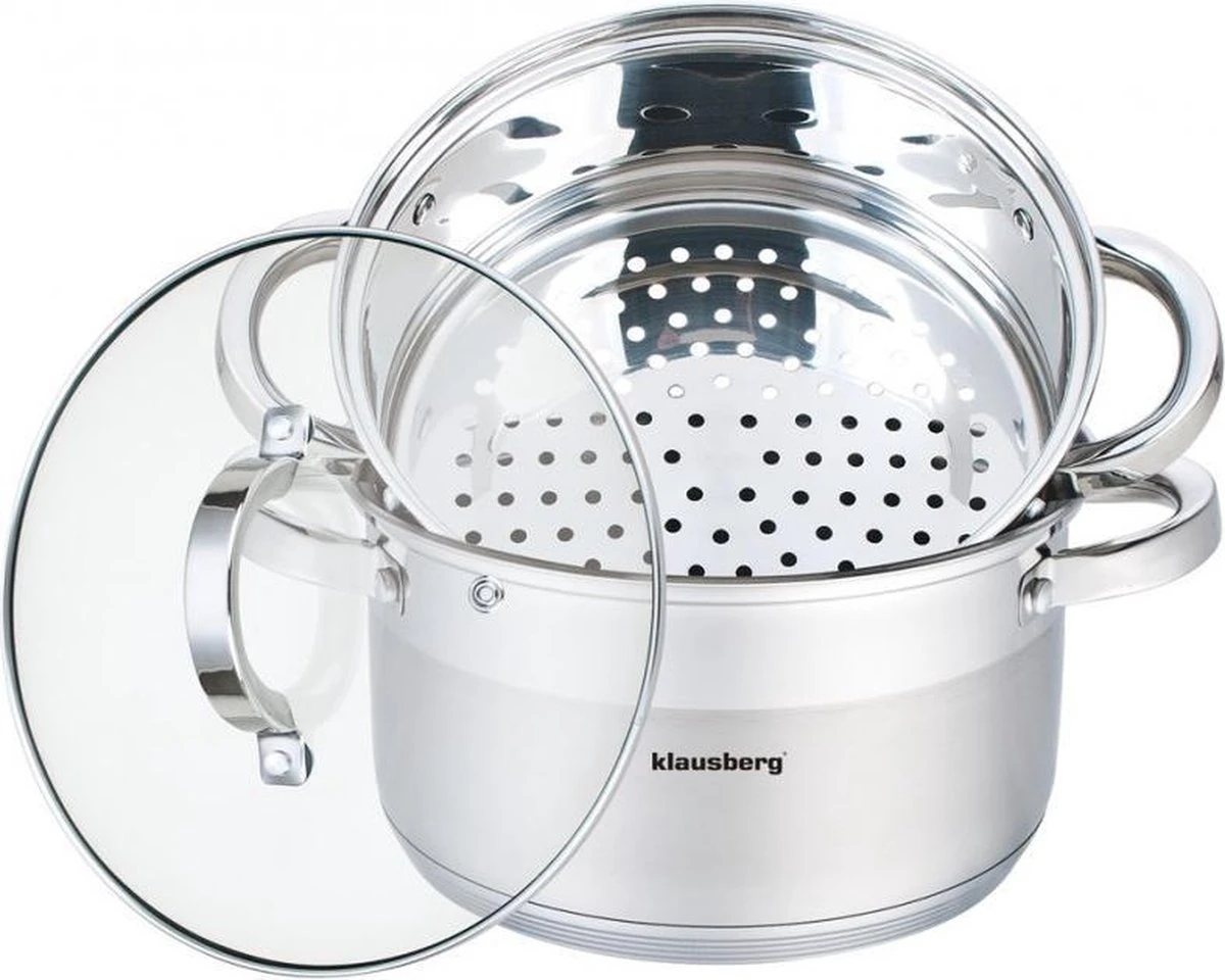 Stoompan 3.1 L - Rijst- en Groentestomer 3-Delig - Ø 20 cm - Roestvrijstaal Met Glasdeksel - FIRENZE Stoompan 3.1 L - Rijst- En Groentestomer 3-Delig - Ø 20 Cm - Roestvrijstaal Met Glasdeksel - FIRENZE -Keuken Pot 1200x960 9