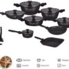 Swiss Homes® | 33 - Delige Steengoeden Pannenset | Afneembare Handgrepen, 6 Potten + 2 Pannen + Pollepelbodem + 2 Pollepels + 6 Deksels + 12 Handgrepen + Accessoire. - | PFAS-Vrij | Zwart -Keuken Pot 1200x966 5