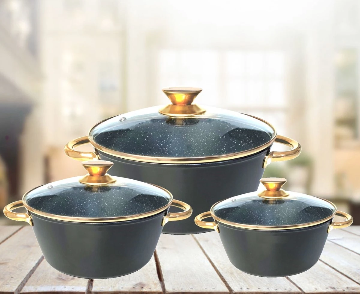 Cheffinger Luxe Braadpannen set - Rose Gold Line - 6 Delig - Inclusief Deksel - Inductie - 20, 24 & 28CM Cheffinger Luxe Braadpannen Set - Rose Gold Line - 6 Delig - Inclusief Deksel - Inductie - 20, 24 & 28CM -Keuken Pot