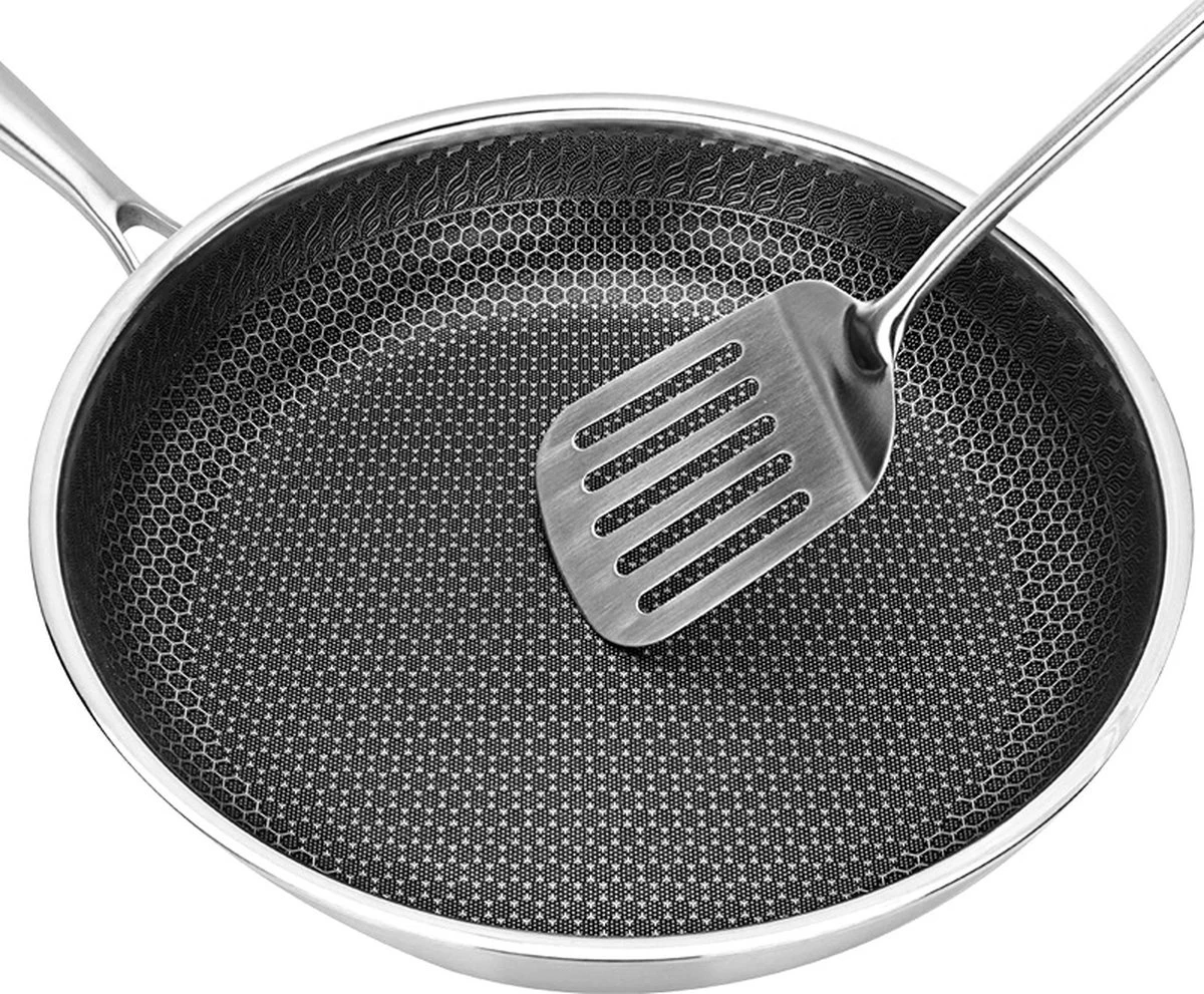 Honingraat Heavy Duty anti-aanbak Koekenpan - Steelpan - wok - met deksel 30 cm - Gas - Elektrisch - Inductie - Oven Honingraat Heavy Duty Anti-aanbak Koekenpan - Steelpan - Wok - Met Deksel 30 Cm - Gas - Elektrisch - Inductie - Oven -Keuken Pot
