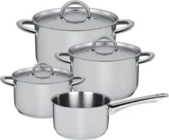 Sola Pannenset Blizz - 4 Delig - Ø Cm - Zilver - RVS - Sandwichbodem -Keuken Pot 1200x993