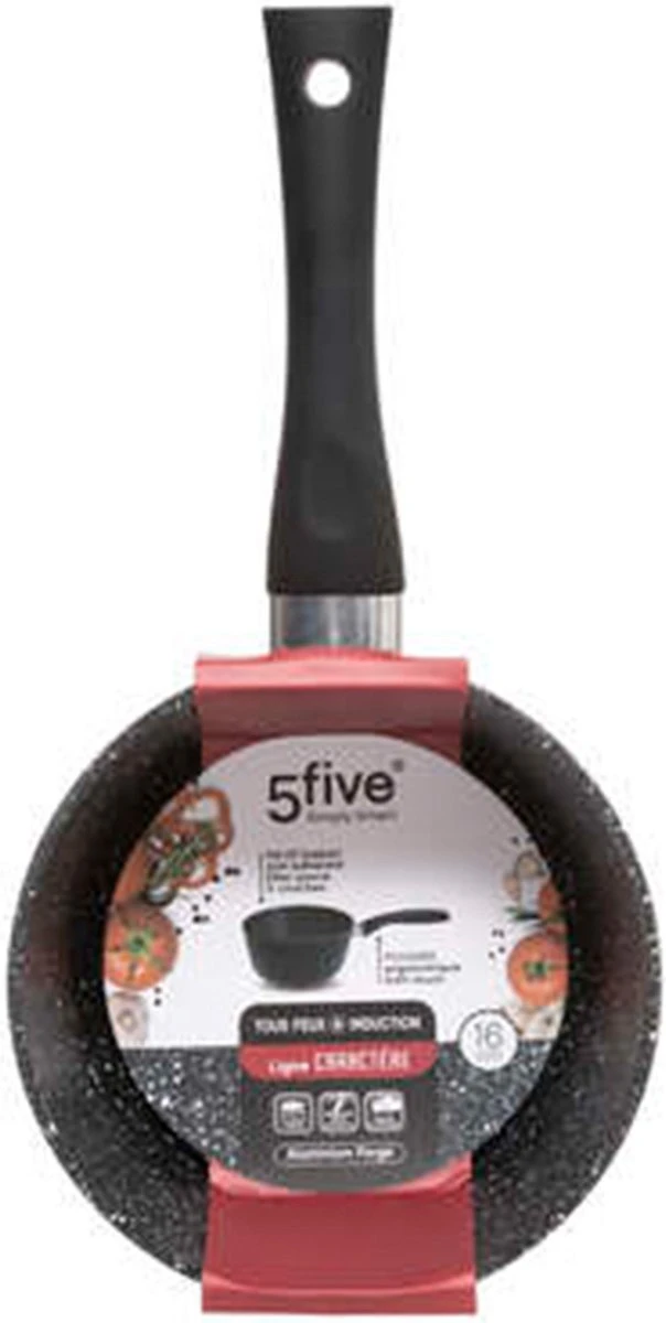 5Five - Steelpan/sauspan - Alle kookplaten geschikt - zwart - D16 cm 5Five - Steelpan/sauspan - Alle Kookplaten Geschikt - Zwart - D16 Cm -Keuken Pot