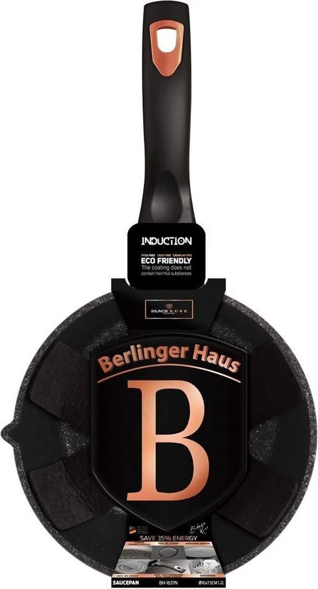 Berlinger Haus 1637 - Steelpan - sauspan - 16 cm - Black rose collection Berlinger Haus 1637 - Steelpan - Sauspan - 16 Cm - Black Rose Collection -Keuken Pot