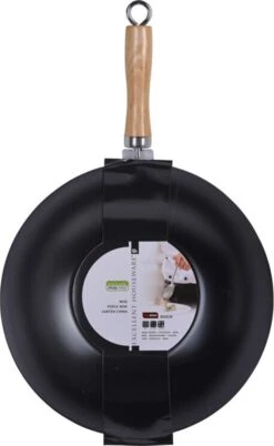 Excellent Houseware Wok Ø30cm Non Stick Zwart Houten Handvat 30 Cm - Pan - Koken - Eten - Keuken -Keuken Pot 738x1200 2
