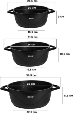BIKO - Smile Pannen 8 Delige Pannenset - Braadpan - Zwart -Keuken Pot 774x1200