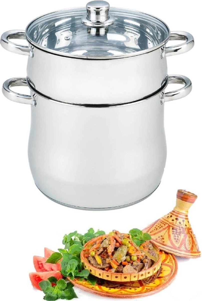 Royal Swiss - Couscous Pan - Couscous Maker - Stoompan RVS - 8 Liter Royal Swiss - Couscous Pan - Couscous Maker - Stoompan RVS - 8 Liter -Keuken Pot