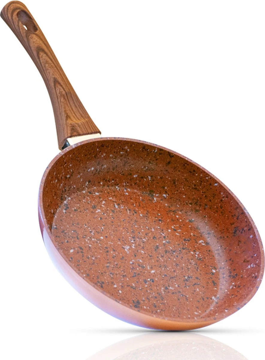 Livington Copper & Stone Pan - 24cm koekenpan- anti-aanbaklaag en krasbestendig - graniet look - binnenste steenlaag voor perfecte warmteverdeling - geschikt voor Ceran, gas, elektrisch, inductie Livington Copper & Stone Pan - 24cm Koekenpan- Anti-aanbaklaag En Krasbestendig - Graniet Look - Binnenste Steenlaag Voor Perfecte Warmteverdeling - Geschikt Voor Ceran, Gas, Elektrisch, Inductie -Keuken Pot