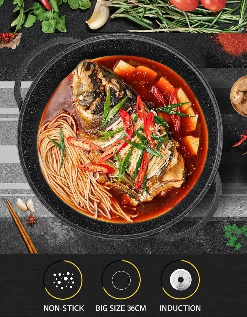 Cheffinger | Luxe Wokpan met deksel | 36CM | Alle warmtebronnen | Oriental Cheffinger | Luxe Wokpan Met Deksel | 36CM | Alle Warmtebronnen | Oriental -Keuken Pot