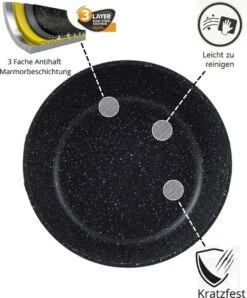Cheffinger Pannenset - 10 Delig - Marmeren Coating - Inductie - Met Glazen Deksels - Zwart 4 Cheffinger Pannenset - 10 Delig - Marmeren Coating - Inductie - Met Glazen Deksels - Zwart -Keuken Pot 993x1200